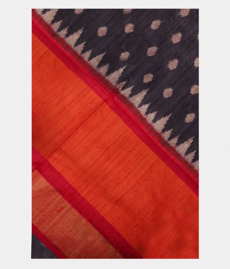 Buy Bluish Grey Ikat Silk Saree T234302