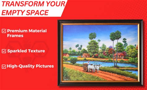 INSPIRING BRUSH Indian Village Scene Painting Vastu Big Size, Nature ...