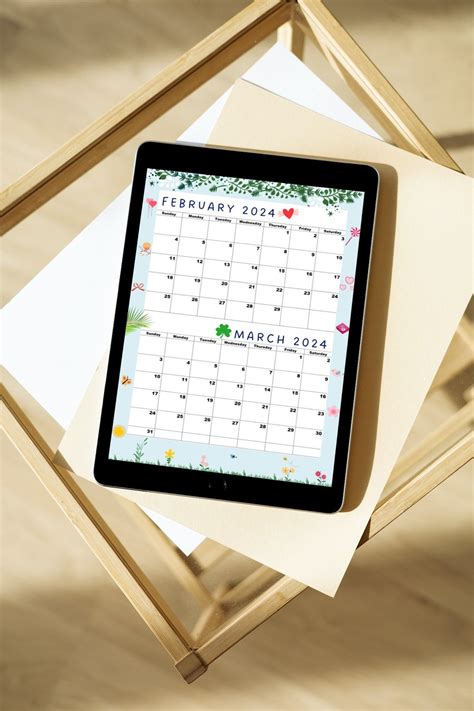 Buy February 2024 Calendar,march 2024 Calendar Printable,feb 2024 Mar ...