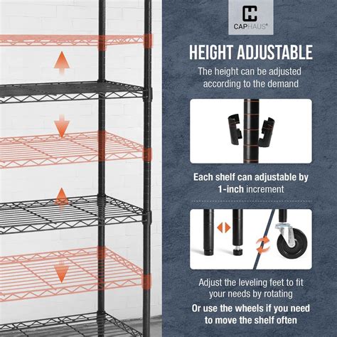 CAPHAUS NSF Commercial Heavy Duty 5-Tier Adjustable Wire Shelving w ...
