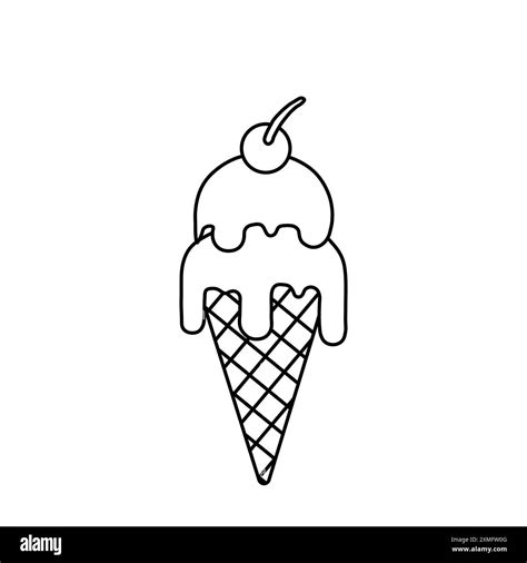 Outline Images Of Ice Cream Cone Set Of Ice Cream In A Waffle Cone.