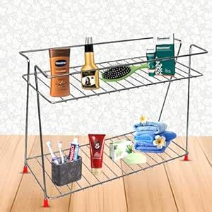 mofna Stainless Steel 2-Tier Kitchen Rack - Silver-Chrome ...