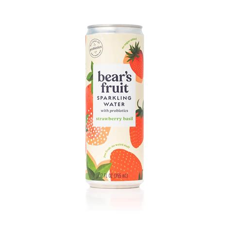 Buy Bear's Fruit Strawberry Basil Sparkling Probiotic Water, 12 FZ ...