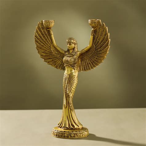 Brass Egyptian Goddess Isis Candle Holder (11.5 Inch) – Vedansh Craft