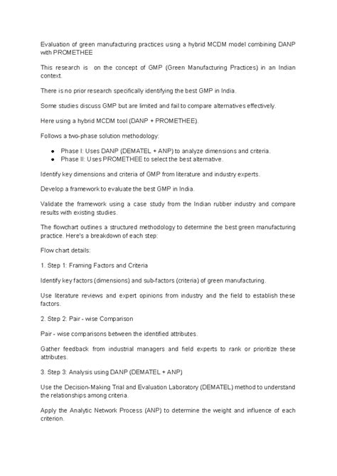 Evaluation of green manufacturing practices - There is no prior ...