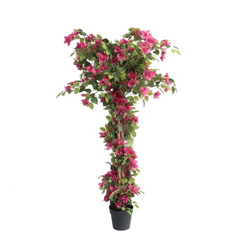 Damomo 5 Feet Artificial Bougainvillea Tree with Flowers in Plastic Pot Faux Blooming Tree for ...