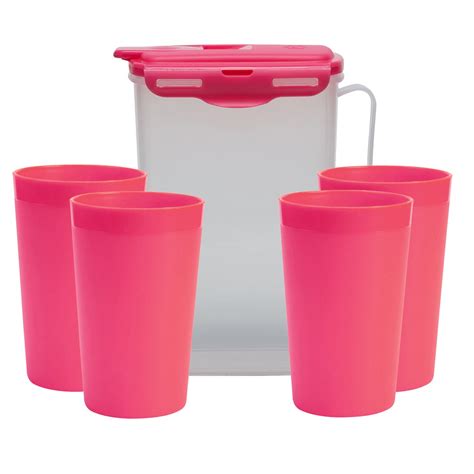 Buy Gluman Plastic Fridge Jug 2000 ml with 4 tumblers (350 ml ...