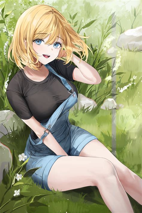 Anime Girl With Short Blonde Hair And Blue Eyes