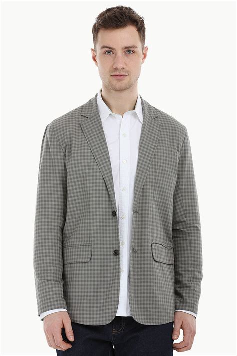 Buy Online Grey Gingham Check Casual Blazer for Men online at Zobello