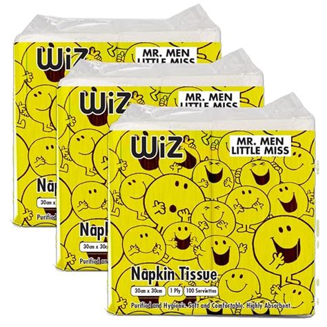 Wiz MR. Men Little Miss 1 Ply Paper Napkin Tissue - 100 Pulls Pack of 3 ...
