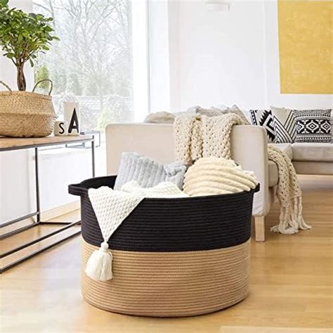 Catract Jute Cotton Basket, Handcrafted Woven Storage Planter Basket ...