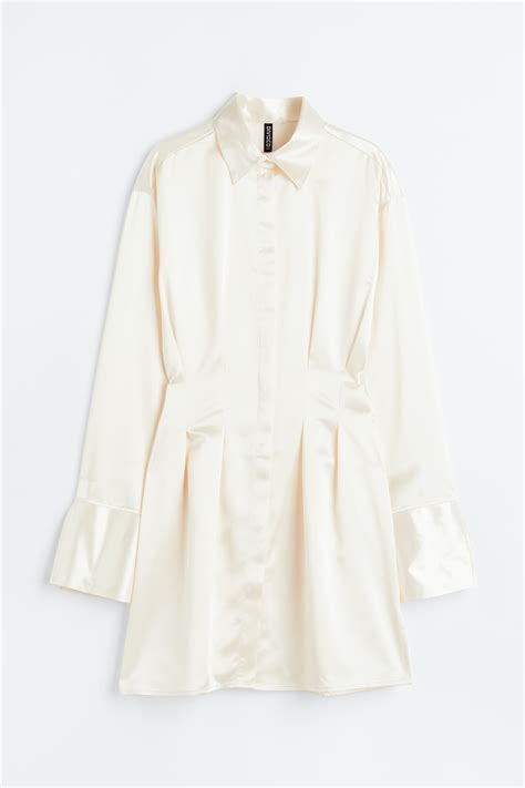 Cotton poplin shirt dress - Cream - Ladies | H&M IN