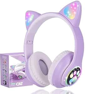Daemon Kids Wireless Headphones Cat Ear LED Light Up Bluetooth Foldable ...