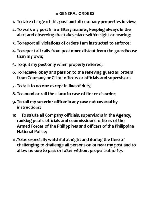 11 GO - Comprehensive Overview of the General Orders - Studocu