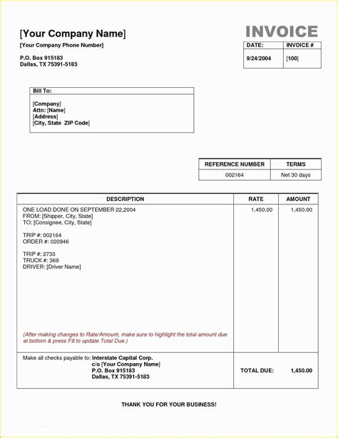 Transportation Invoice Template PDF 的图像结果