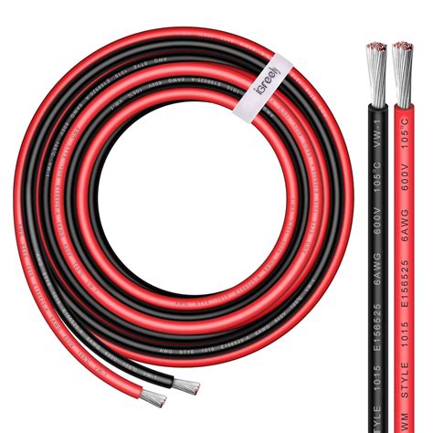 Snapklik.com : 6 Gauge Wire - 10 FT Red & 10 FT Black 6 Gauge Tinned ...