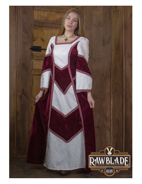 Abito Medievale Donna Vittoriano - Cotone Maniche Lunghe Con Pizzi