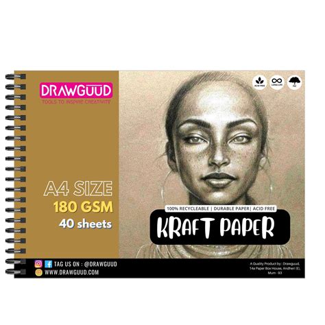 DRAWGUUD KRAFT PAPER 180 GSM WIRO BOOK, KRAFT SHADE – DRAWGUUD - TOOLS ...