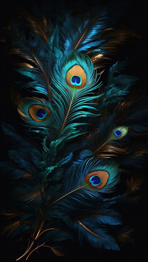 Peacock feathers with a dark background and a gold swirl - Nikesh Bakkam | Mor pankh background ...