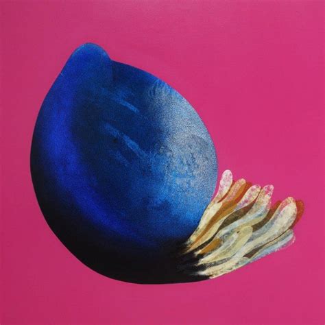 "Ankuran 2": Blue Violet Mixed Media Painting by Uday Goswami | ArtZolo.com