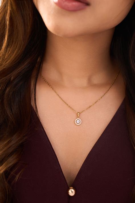 Circle Halo Diamond Necklace- 18K Gold Plated – Elinor Jewels