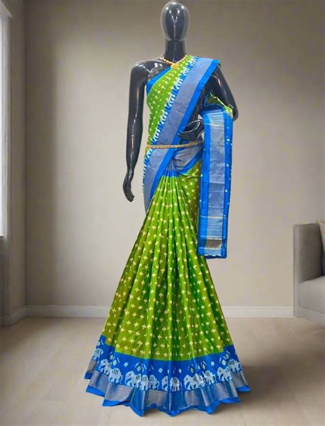 Green Pochampally Ikkat Silk Saree – Peepal Clothing