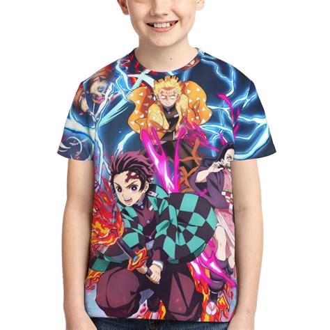 Anime shirt Demon Slayer Shirts 3D Print Short Sleeve Shirts Boys Girls ...