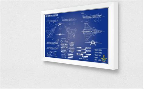 WishPrints Rafale Blueprint Framed frame size 12 x 8 inch Indian Air ...