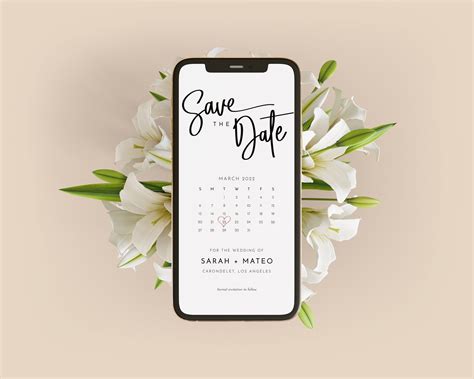 Minimalist Electronic Save the Date With Calendar, Electronic ...
