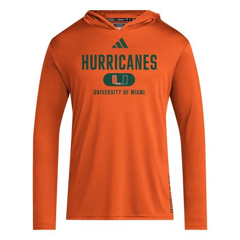 Miami Hurricanes adidas 2024 D4T Sideline Hooded Long Sleeve T-Shirt