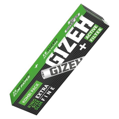 Gizeh Black King Extra Fine Size Silm + 16 Activated charcoal filter, 4 ...