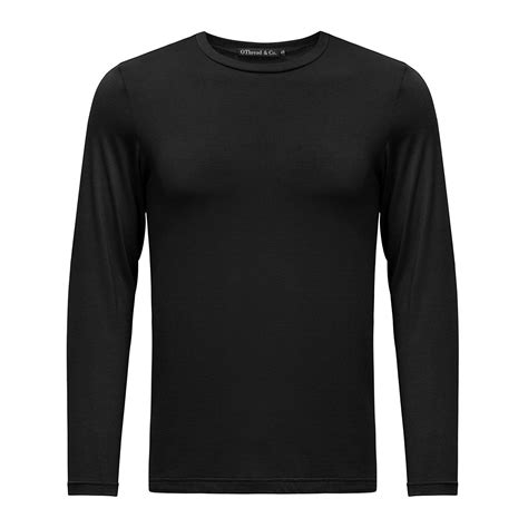 Men's Long Sleeve Crew Neck T-shirt Plain Basic Spandex Tee - Black ...