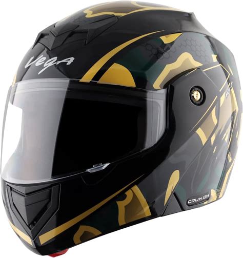 VEGA Crux Dx Fighter Flip-up Helmet Black Desert Storm-M : Amazon.in ...