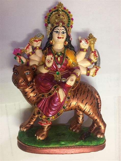 Buy Decorated Goddess Maa Durga Idol Handmade Terracotta or Earthenware ...