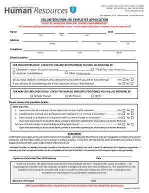 Fillable Online VOLUNTEERNON-JSD EMPLOYEE APPLICATION Fax Email Print ...