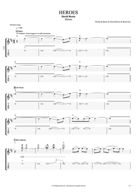 Heroes by David Bowie - Full Score Guitar Pro Tab | mySongBook.com