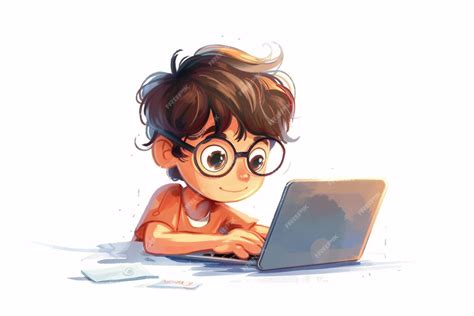 Boy Using Computer Cartoon 的图像结果