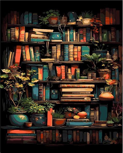 Paint by Number for Adults. Bookshelf Paint by Numbers for Adults ...