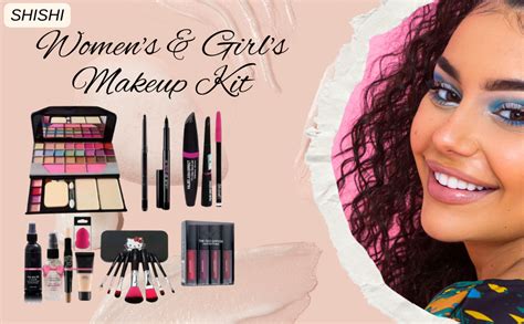 SHISHI Women's & Girl's Makeup Kit with 7 Pcs Black Makeup Brushes ...