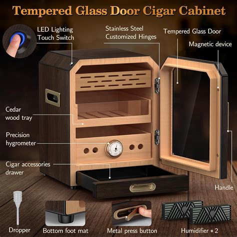 SEMKONT Cigar Humidor, Lighted Control Magnetic Door Desktop India | Ubuy