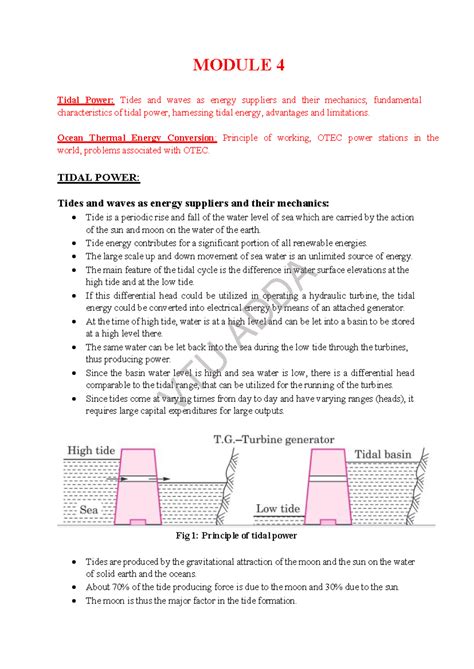 BME654B Module 4: Tidal Power & Ocean Thermal Energy Conversion Notes ...