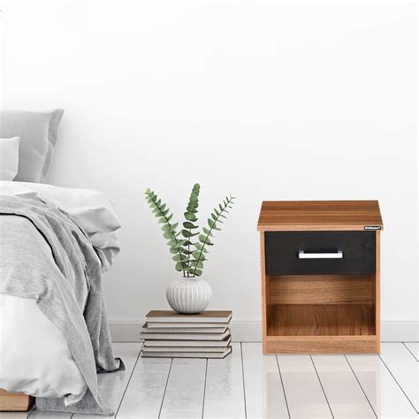 Nilkamal Fremont Engineered Wood Bedside Table with Shelve and Drawer ...