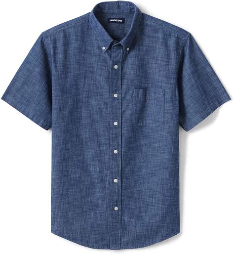 Lands' End Men's Traditional Fit Short Sleeve Chambray Shirt at Amazon ...