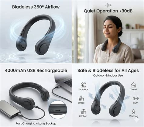 Wearable Neck Fan – Stay Cool Anywhere (Hands-Free Cooling) – AirWear Pro