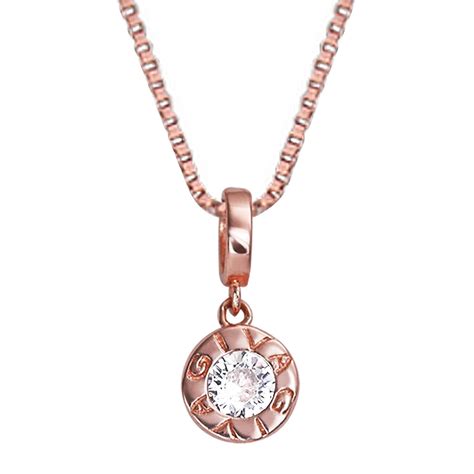 Buy GIVA 925 Sterling Silver Rose Gold Minimal Zircon Pendant with Box ...