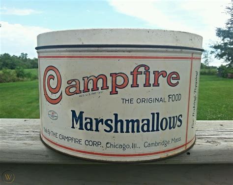 VINTAGE 5 LB CAMPFIRE MARSHMALLOWS TIN CAN ORIGINAL, THE CAMPFIRE CORP ...