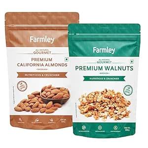 Farmley Dry Fruits Combo 450 grams I Almonds 250 g | Broken Walnut 200 ...
