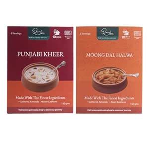 Quick Eats Premium Moong Dal Halwa and Punjabi Kheer Combo (Pack of 2 ...