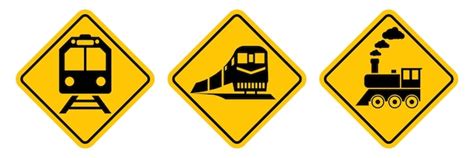 Warning sign beware of train railways printable template design icon ...