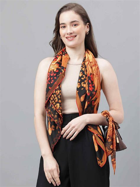 Orange Floral Scarf & Scarf Bag Set